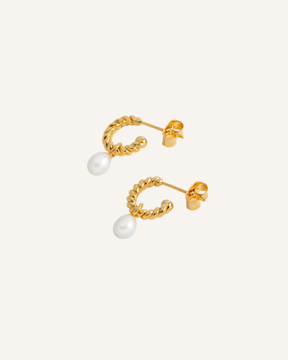 ESTELLA BARTLETT - EARRINGS - PEARL DROP AND TWIST HOOP