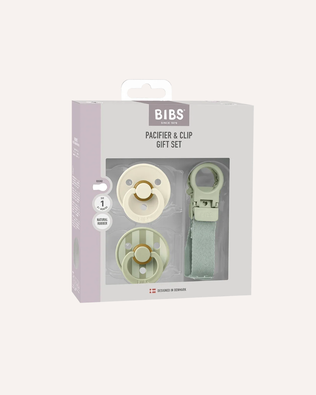 BIBS DUMMIES - PACIFIER & CLIP GIFT SET - SAGE