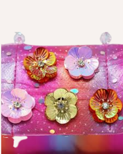 PINK POPPY - SPARKLE FLORAL BAG