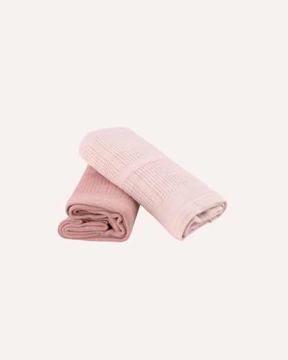 LITTLE BAMBOO - BAMBOO COTTON BLANKET 2PK - PINK