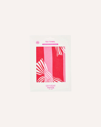 ANNABEL TRENDS - COTTON TEA TOWEL - RED STRIPE BOW