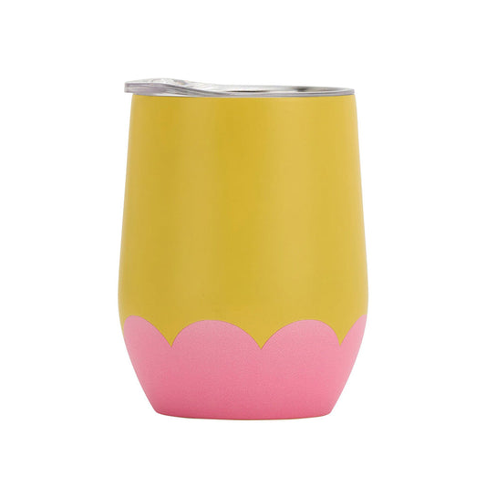 ANNABEL TRENDS DOUBLE WALLED WINE TUMBLER - YELLOW & CANDY