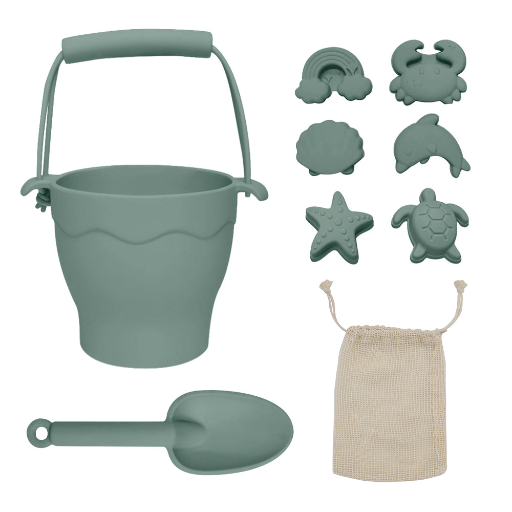 PLAYGROUND - 8 PCE BUCKET & SPADE SET - SAGE