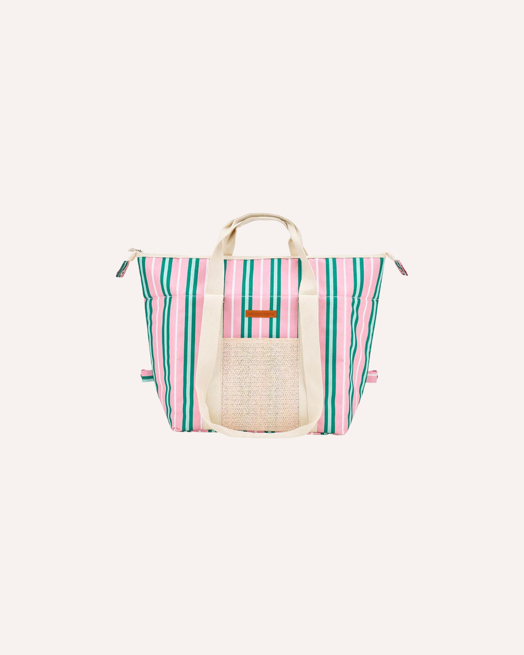 ANNABEL TRENDS - PICNIC COOLER BAG - PINK GREEN STRIPE