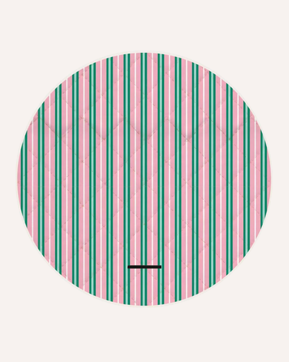 ANNABEL TRENDS - ROUND PICNIC MAT - PINK AND GREEN STRIPE