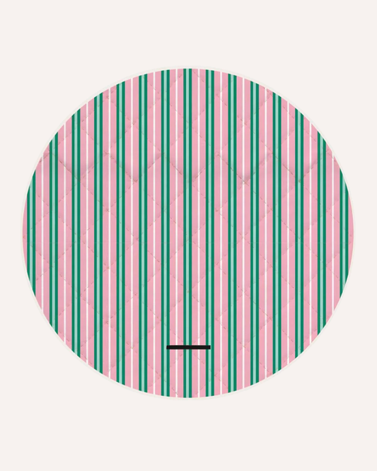 ANNABEL TRENDS - ROUND PICNIC MAT - PINK AND GREEN STRIPE
