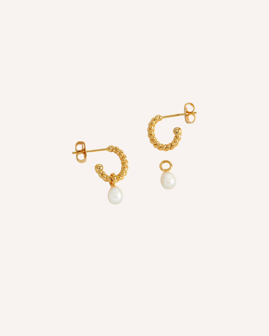 ESTELLA BARTLETT - EARRINGS - PEARL DROP AND TWIST HOOP