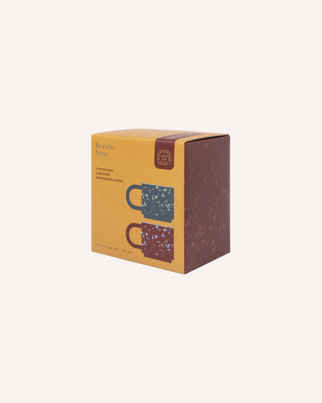 HERE'S HOW - THE SIMON CERAMIC ESPRESSO CUPS - NAVY/BURGUNDY