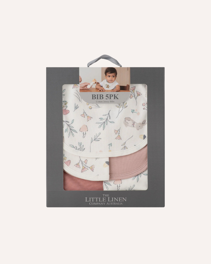 LITTLE BAMBOO - COTTON JERSEY BIBS 5PK - PETAL