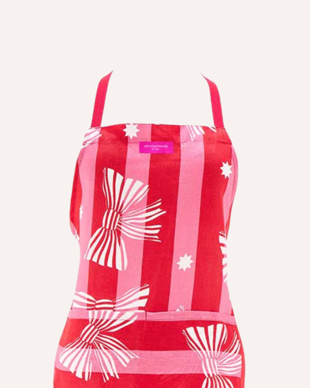 ANNABEL TRENDS APRON - PINK RED BOW