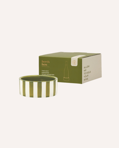 HERE'S HOW - THE IZZY CERAMIC WINE COASTER - GREEN