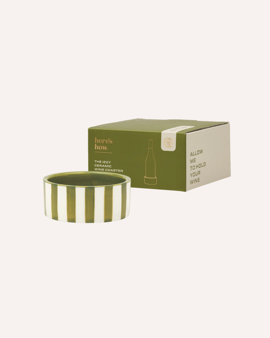 HERE'S HOW - THE IZZY CERAMIC WINE COASTER - GREEN