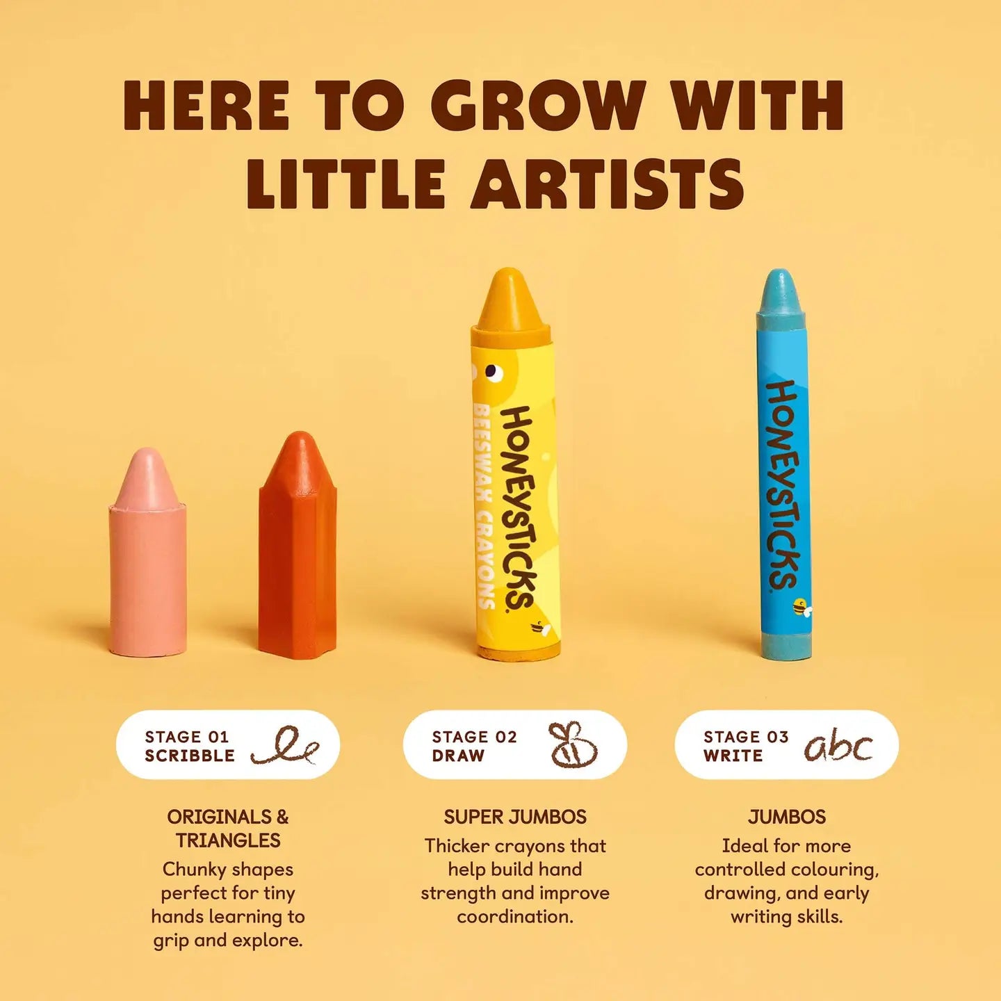 HONEYSTICKS - BEESWAX CRAYONS SUPER JUMBOS
