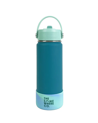 THE SOMEWHERE CO - WATER BOTTLE 500ML - JADE GREEN SWIRL