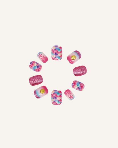 PINK POPPY - PRESS ON NAILS - 3D MERMAID