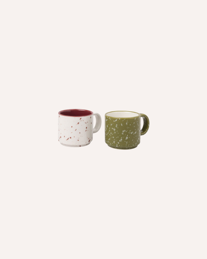 HERE'S HOW - THE SIMON CERAMIC ESPRESSO CUPS - OLIVE/CREAM