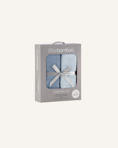 LITTLE BAMBOO - BABY HOODED TOWEL 2PK - BLUE