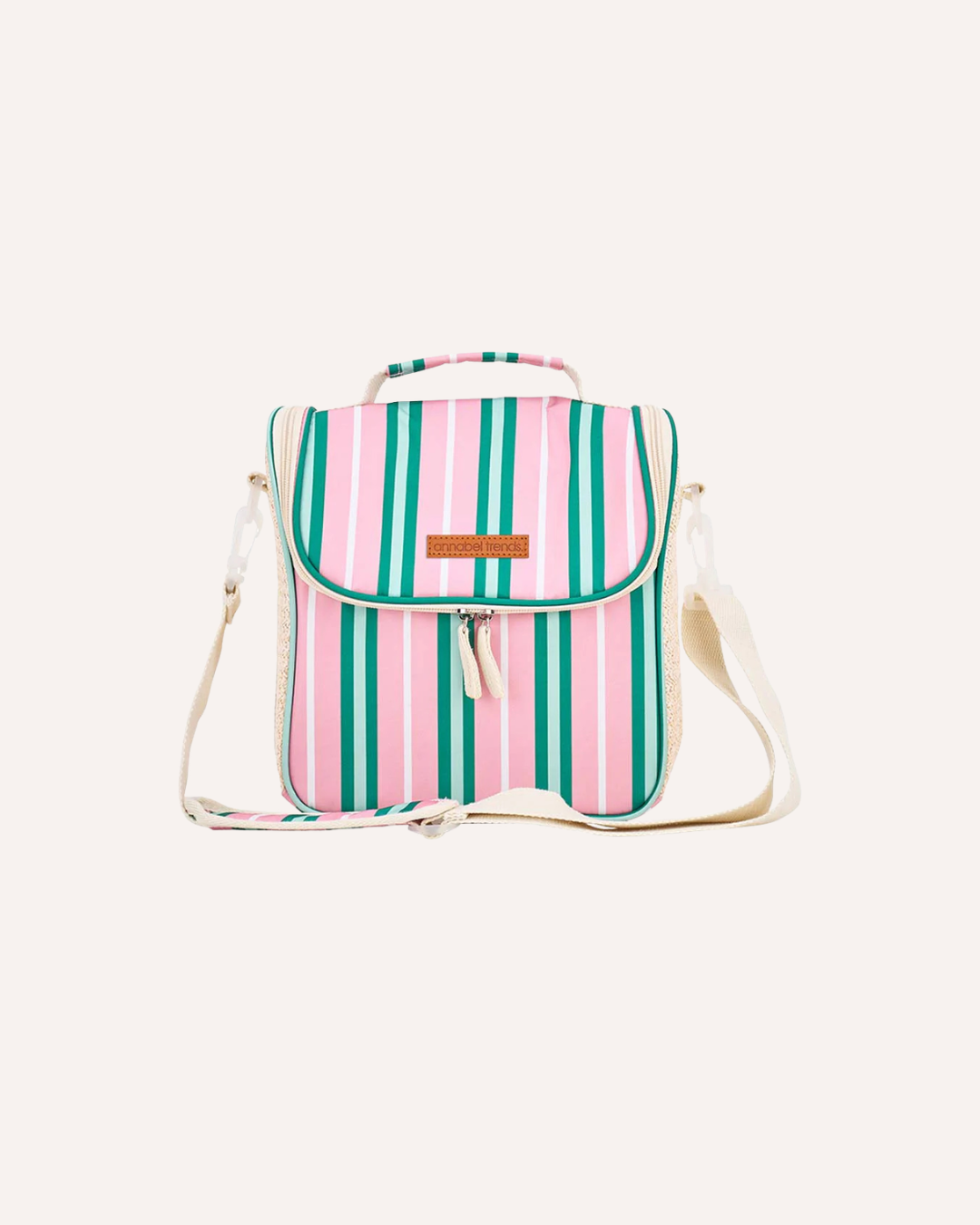 ANNABEL TRENDS - PICNIC LUNCH BAG - PINK GREEN STRIPE