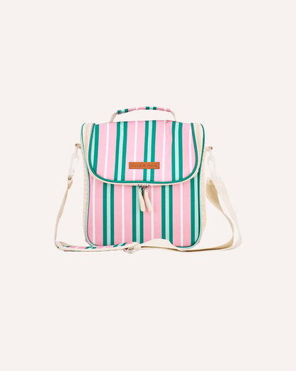 ANNABEL TRENDS - PICNIC LUNCH BAG - PINK GREEN STRIPE