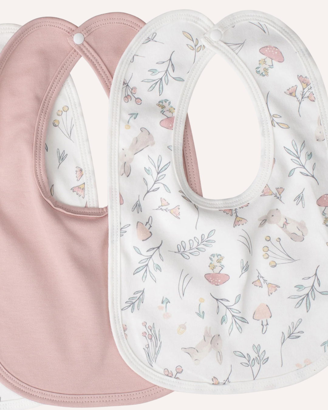 LITTLE BAMBOO - COTTON JERSEY BIBS 5PK - PETAL