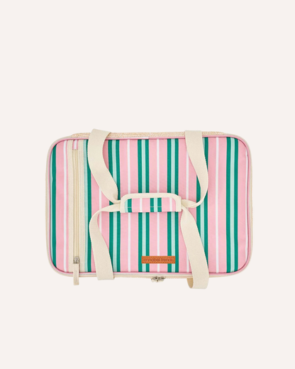 ANNABEL TRENDS - PICNIC MAKE AND TAKE BAG - PINK GREEN STRIPE