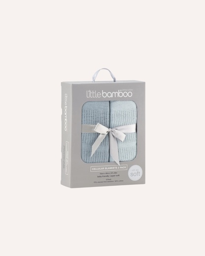 LITTLE BAMBOO - BAMBOO COTTON BLANKET 2PK - BLUE