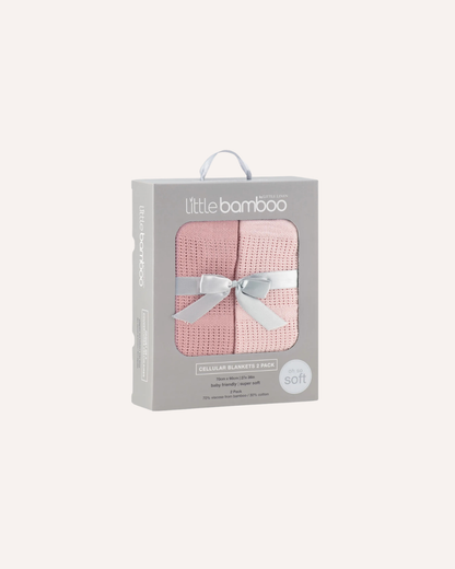 LITTLE BAMBOO - BAMBOO COTTON BLANKET 2PK - PINK