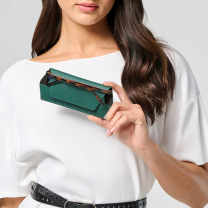 FOX AND LEO GLASSES CASE - FORREST GREEN
