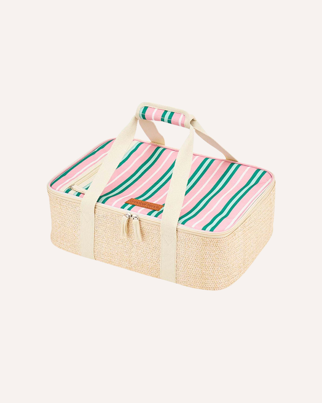 ANNABEL TRENDS - PICNIC MAKE AND TAKE BAG - PINK GREEN STRIPE