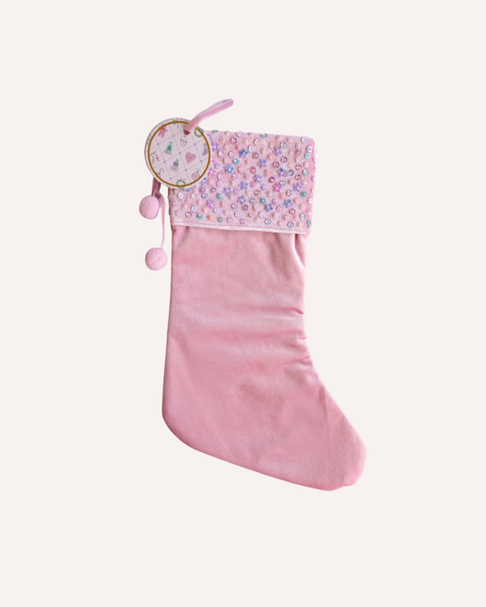 FESTIVE LAUREN HINKLEY SEQUIN STOCKING - PINK