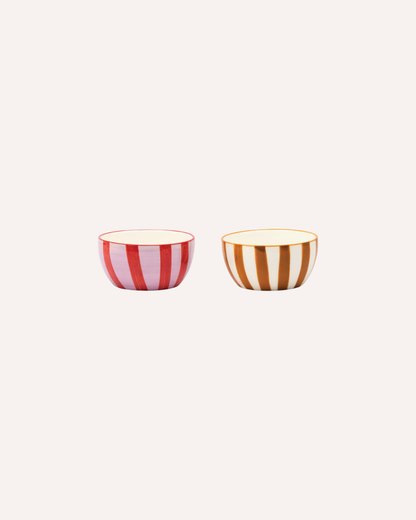 HERE'S HOW - THE BELLA ASSORTED DIPPING BOWLS - RED/MUSTARD