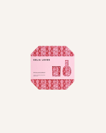 CELIA LOVES CANDLE AND ROOM SPRAY DUO SET - RIPE BLACKCURRANT