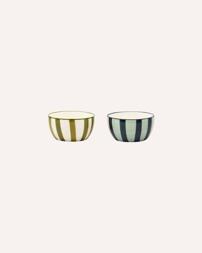 HERE'S HOW - THE BELLA ASSORTED DIPPING BOWLS - GREEN/NAVY