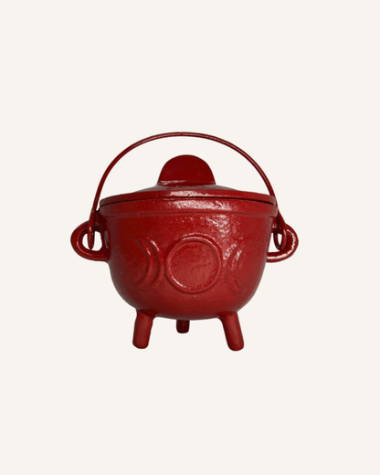 CAST IRON CAULDRON - LARGE - RED