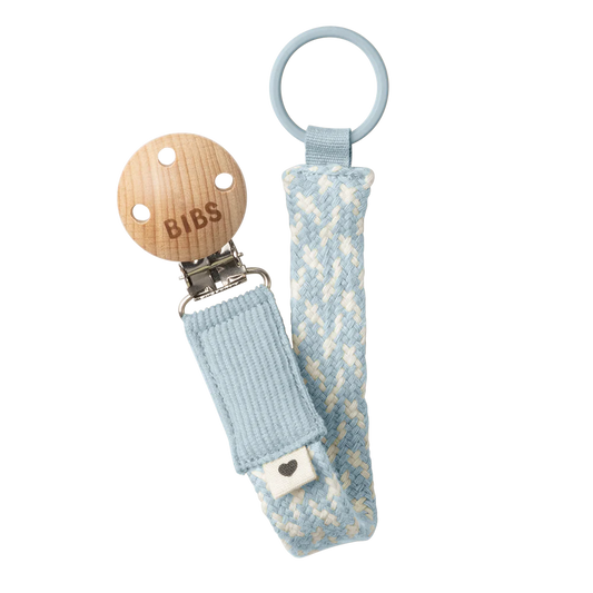 BIBS PACIFIER CLIP - BABY BLUE/IVORY