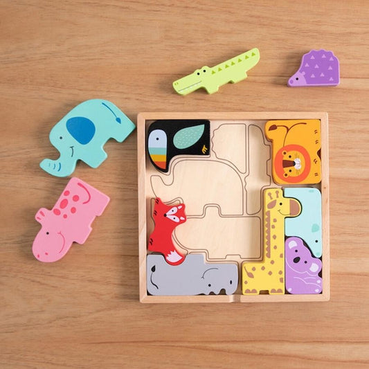 FAT BRAIN PUZZLE - ANIMAL BLOCK JIGSAW PUZZLE