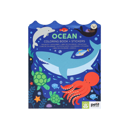 PETIT COLLAGE COLOURING BOOK & STICKERS - OCEAN