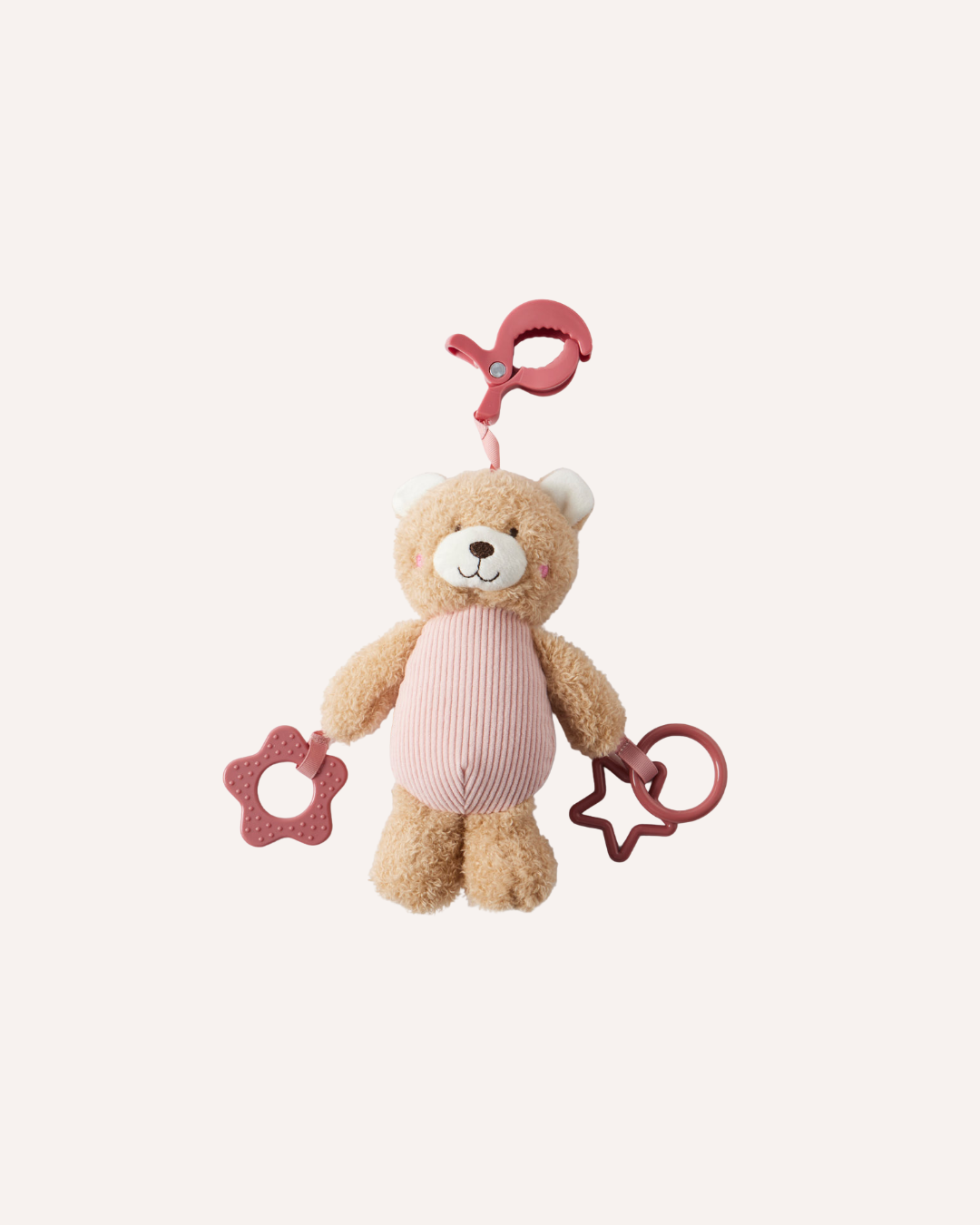 JIGGLE & GIGGLE - TEDDY BEAR CLIP ON TOY - PINK