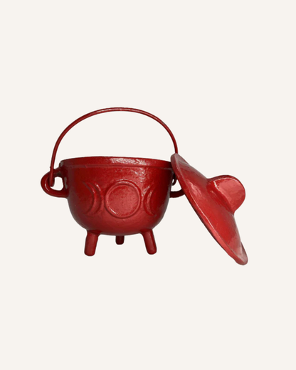 CAST IRON CAULDRON - LARGE - RED