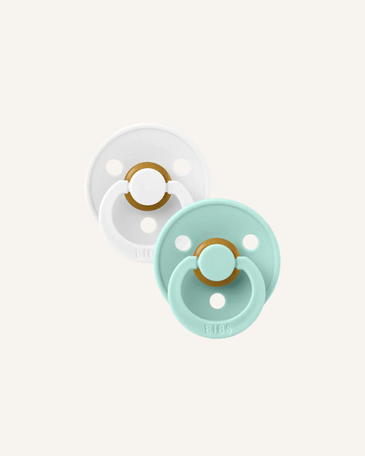 BIBS DUMMIES - SIZE 1 - WHITE/MINT