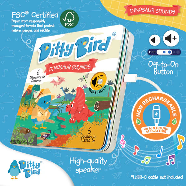 DITTY BIRD - RECHARGEABLE BOOK - DINO SOUNDS