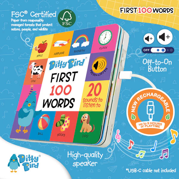 DITTY BIRD - RECHARGEABLE BOOK - FIRST 100 WORDS