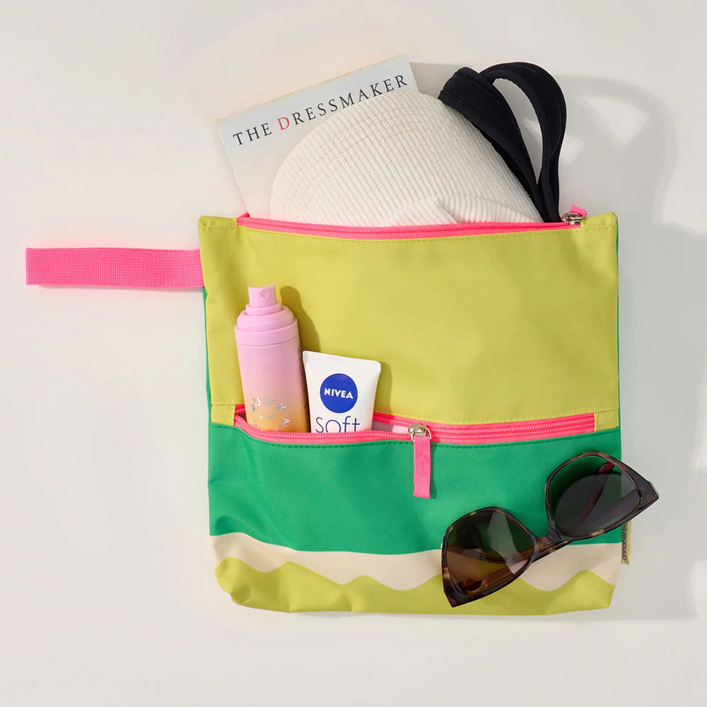ANNABEL TRENDS - DOUBLE ZIP BEACH POUCH - LIME