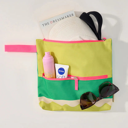 ANNABEL TRENDS - DOUBLE ZIP BEACH POUCH - LIME
