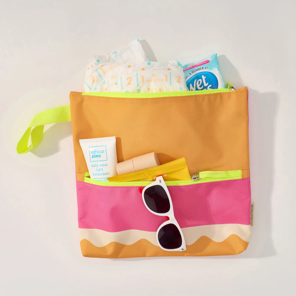 ANNABEL TRENDS - DOUBLE ZIP BEACH POUCH - PINK