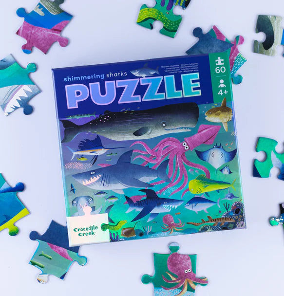 CROCODILE CREEK - 60 PIECE PUZZLE - SHIMMERING SHARKS