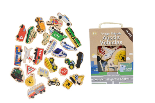 KOALA DREAM WOODEN MAGNETIC SHAPES - AUSSIE VEHICLES