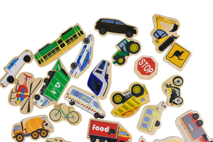 KOALA DREAM WOODEN MAGNETIC SHAPES - AUSSIE VEHICLES