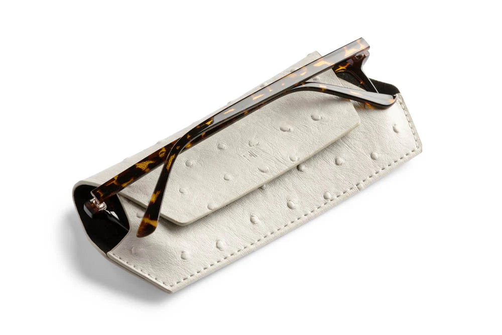FOX AND LEO GLASSES CASE - STONE OSTRICH PRINT