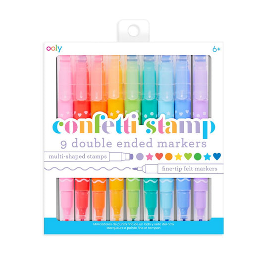 OOLY CONFETTI STAMP DOUBLE ENDED MARKERS